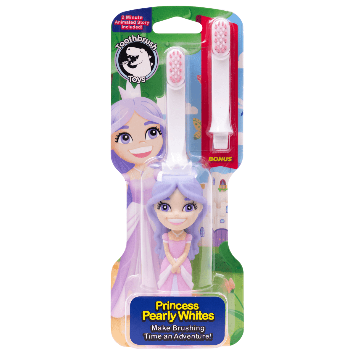 Princess Pearly Whites kids toothbrush set with bonus brush in colorful packaging
