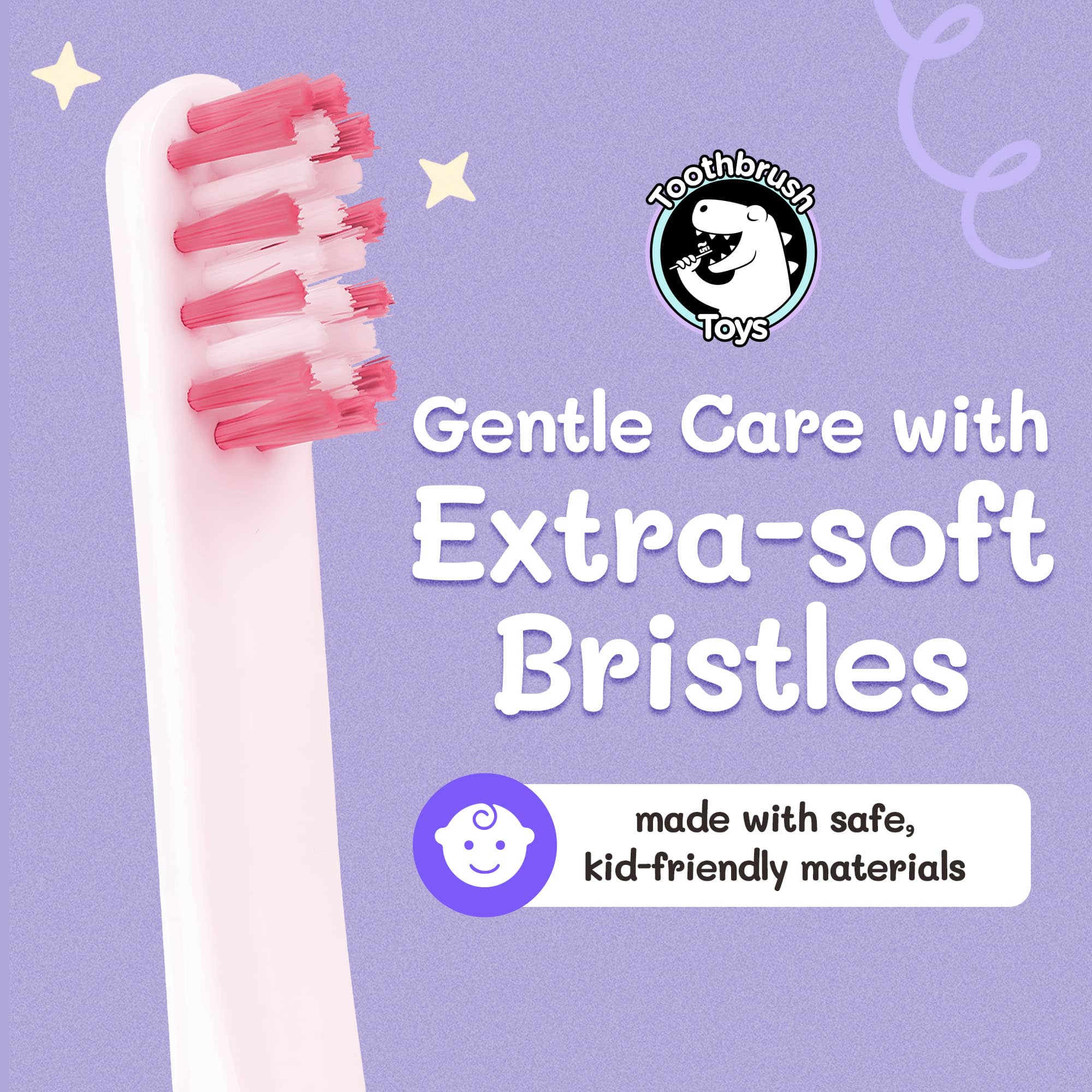 Princess Pearly Whites kids toothbrush with extra-soft pink bristles