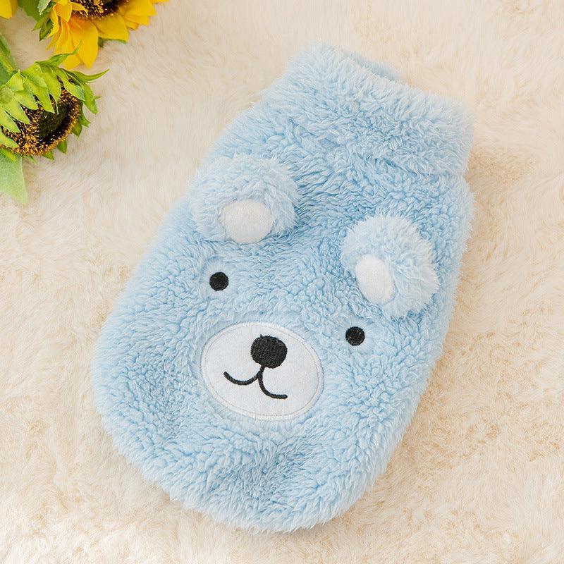 Blue Cozy Bear fleece pet apparel - front view