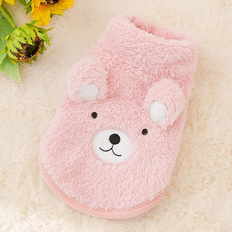 Pink Cozy Bear fleece pet apparel - front view