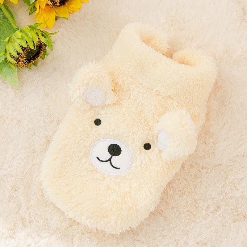 Yellow Cozy Bear fleece pet apparel - front view