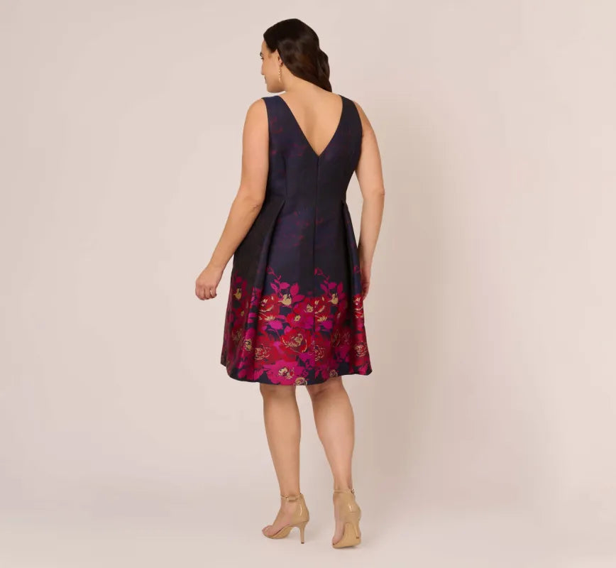 Bateau Knee-Length Mikado Formal Fit & Flare Dress by Adrianna Papell AP1D105054