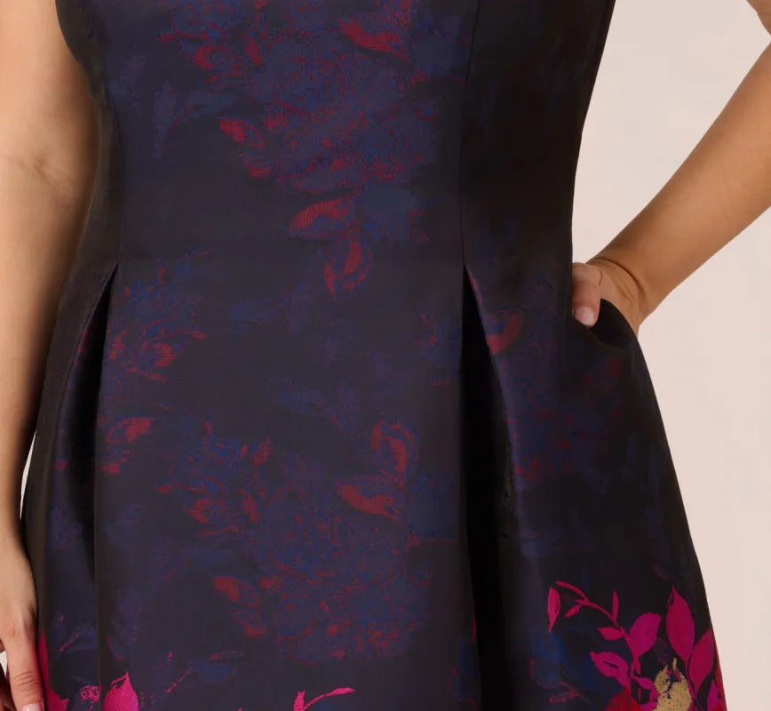Bateau Knee-Length Mikado Formal Fit & Flare Dress by Adrianna Papell AP1D105054