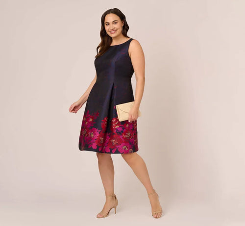 Bateau Knee-Length Mikado Formal Fit & Flare Dress by Adrianna Papell AP1D105054