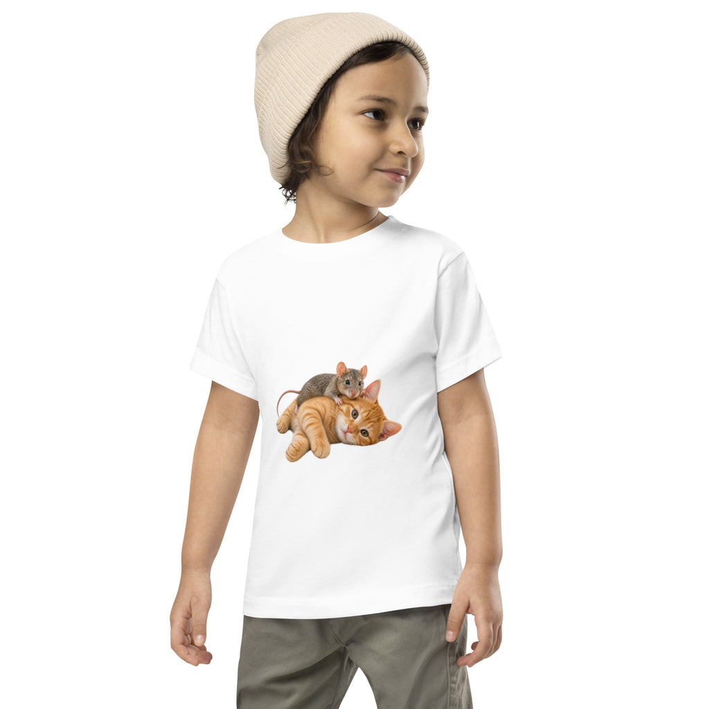 Toddler wearing white animal graphic T-shirt by Let’s Keep Living